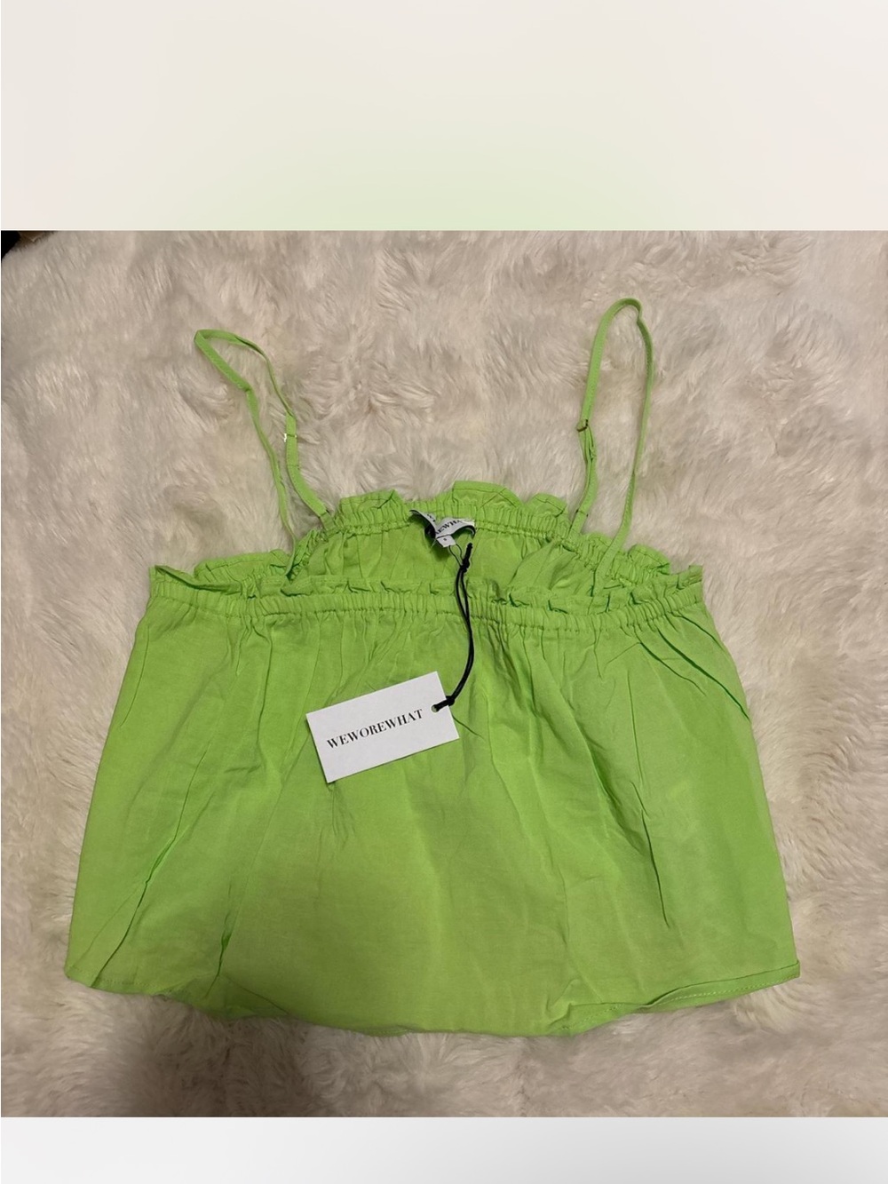 WeWoreWhat Neon Green Smocked Top